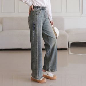 [올리비에스클로젯] 빈티지 허리밴딩 와이드 데님 팬츠_O2603DP021A