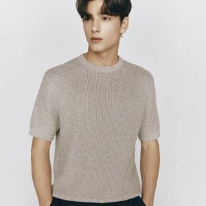 [지오다노] 남자봄~가을 크로셰텍스처라운드넥반팔니트 553505