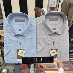 [엘르옴므]엘르옴므 남성반팔셔츠[TR스판미니체크]E263R4214