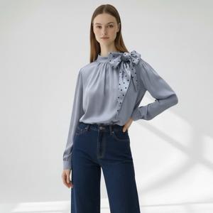 [아니베에프][아니베에프]실키 도트 타이 블라우스 A62WTB410