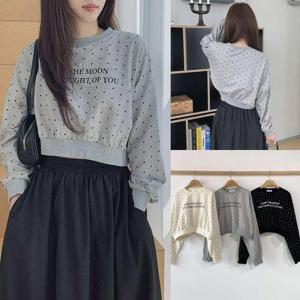 [강물처럼]위쉬몰 BU 작은땡땡이크롭맨투맨(X391H603) 빅사이즈