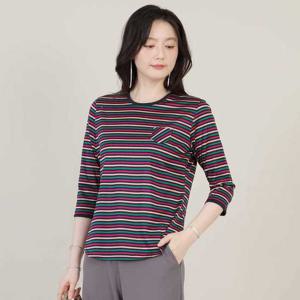 애비뉴투지 엄마옷 무지개 더블 실켓면 봄 가을 칠부 얇은 티셔츠 A04604