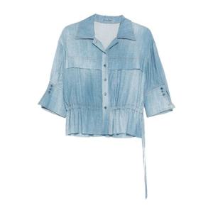 에르마노설비노 드로스트링 웨이스트 플리츠 반팔 셔츠 D482K36