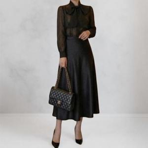 [다잇템]여성 사무실룩 새틴 일상 보온 롱치마 (45014377A)