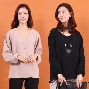 [강물처럼]아이우먼 퍼프v넥블라우스 WW7949M011 빅사이즈 (6234