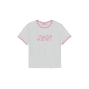 MLB  (3FTSV5063-43WHS) 여성 슬림 세미크롭 링거 티셔츠