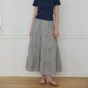 [아워호프] 시어서커 캉캉 밴딩 스커트 - Navy Check [HK26SM-SK01-NCH]