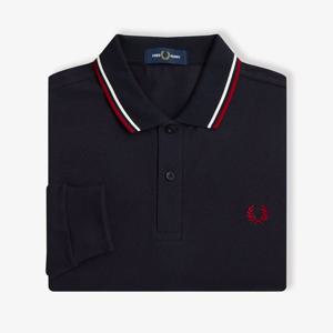 [M3636] 롱슬리브 트윈 팁 프레드페리 셔츠 - 네이비/스노우화이트/번트레드 AFPM2G93636-T55