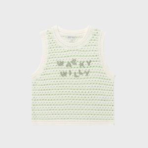 [와키윌리]와키윌리 우먼스 니트 크로쉐 베스트 그린 WA2602KT67