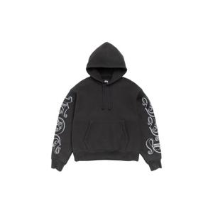 스투시 모티프 프린트 후드 블랙 118605