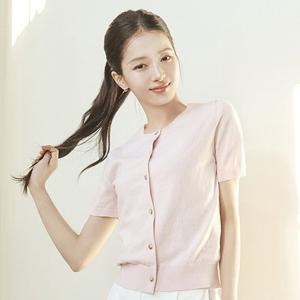 [지오다노] 여자 여름 코튼 크루넥 반팔 가디건 652235