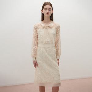 [SATIN] 타이 리본 시스루 레이스 원피스_2컬러 S262M668