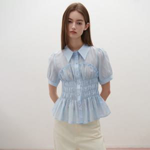 [SATIN] 러블리 셔링 퍼프 블라우스 O262T255