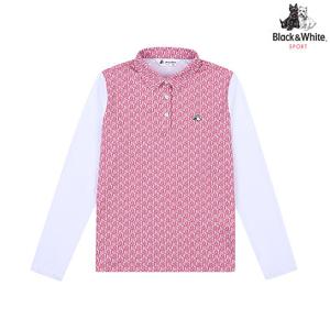 [블랙앤화이트] 여성 몸판 프린트 냉감 소매 긴팔 티셔츠 9206LCPP_PINK
