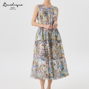 [비꼴리끄]코튼 프린트 핀턱 민소매 원피스 B262WO3120