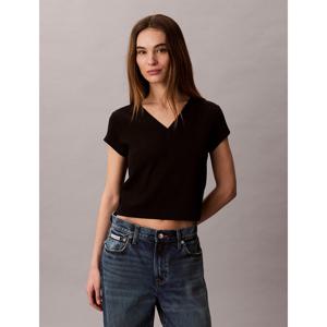 [캘빈클라인 진]여성 CK 슬림핏 스판 브이넥 반팔 티셔츠 블랙 47C910G (47C910G-UB1)