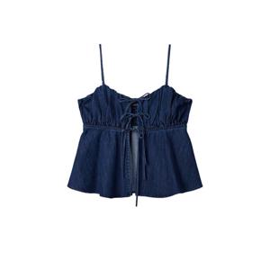 [게스]게스 여성 원워시 민소매 리본 블라우스 블루블랙 YP2D225