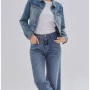 [잠뱅이]여성 난스판 솔트 틴워싱 크롭데님 자켓 AN3DDJ651-MB