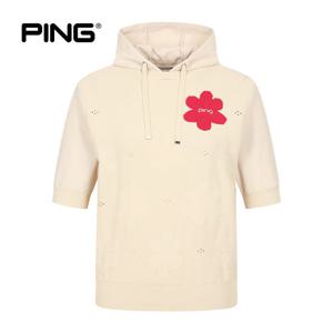 [PING] 여성 플라워 후드 반팔 티셔츠 121F1TR151_BG