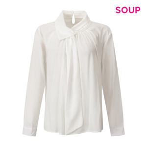 SOUP  하이넥 타이 셔링 블라우스 (S63LS18)