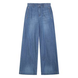 헤지스 여성 26SS 초경량 와이드 데님 밴딩 팬츠 네이비 HSPA6B451N2