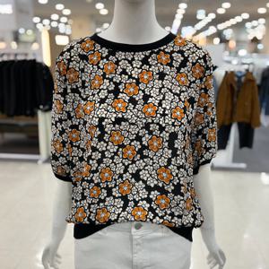 [숲]포에지 플라워 프린트 네크밑단배색 블라우스 OC5SST3