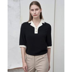 [올리비아로렌]니트 카라 블라우스형 티셔츠_VOCAL5M3221