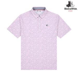 [블랙앤화이트]남성 플라 워프린트 반팔 티셔츠 9686GAPP_PINK