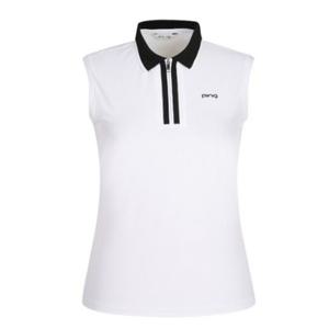 [핑골프]여성 배색 카라 반집업 민소매 티셔츠 121F2TO053-LIP