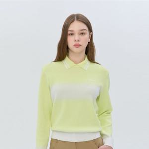 헤지스골프  옐로우그린 여성 캡슐 그라데이션 카라 니트(HWSW6B251L1)
