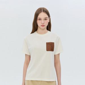 헤지스골프  화이트 여성 포켓 포인트 라운드넥 티셔츠(HWTS6B251OW)