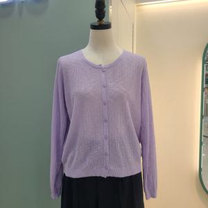 [수스]라운드 골지가디건 S262BKT455/라이트그레이,라이트바이올