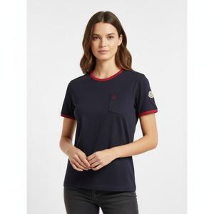 몽클레르  몽클레어 로고 자수 코튼 네이비 여성 반팔  8C00019-89AUO-F74