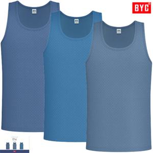 BYC은은한기하학패턴 유색칼라민소매런닝3매입MCF2329