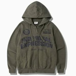 [지프]남녀공용 카키 빈티지 그래픽 후드집업 티셔츠(Q3TZU061)