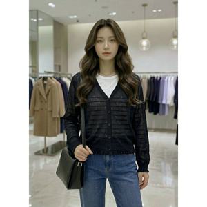 [숲]V넥 프릴끝단 펀칭 가디건  SC4GD322