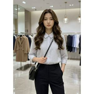 [숲]칠부소매 스트라이프 블라우스  SC4LS38A