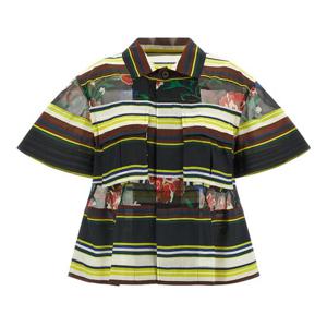 사카이 패턴 믹스 오간자 인서트 플런지 셔츠 2608526 020