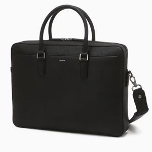[헤지스ACC] 블랙 로고프린트 소가죽 서류가방 HJBA6F601BK