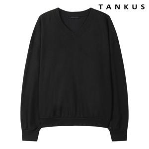 [탱커스]V넥 라벨 패치 긴팔 맨투맨 티셔츠 (TY1TS006L0)