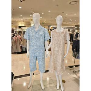 쿨 잔꽃 나염 커플 원피스 파자마 세트 (VPA4434M VGN4434)