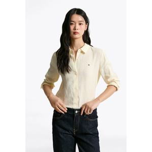 타미힐피거 여성 T22F3WSH091WT2 레귤러 스트라이프 린넨 셔츠 T22F3WSH091WT2
