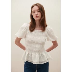 샤틴 스모킹 퍼프소매 블라우스 (S252B252) S252B252