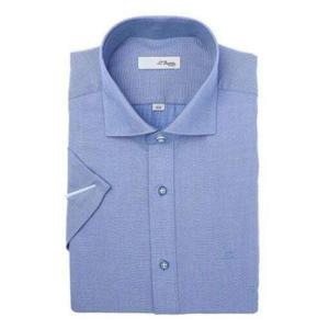 듀퐁셔츠 (S.T듀퐁)25년 SS 신상 슬림핏 와이드 카라 솔리드 반팔 셔츠 -SE5MM21HS309SBU(블루) SE5MM21HS309