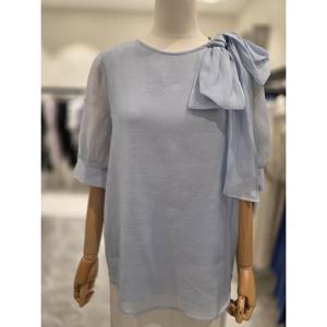 모조에스핀 모조에스핀 라운드 반팔 리본 쉬폰 블라우스 (J252XSC023) J252XSC023