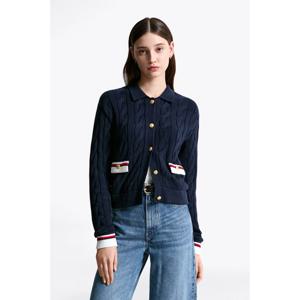 타미힐피거 여성 T22F9KCD093WT1 골드 버튼 폴로 가디건 T22F9KCD093WT1