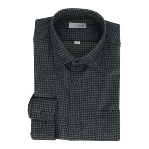 듀퐁셔츠 25년 FW 신상 일반핏 하운드 투스 체크 기모 긴팔 남방 -SE5FM11LS223SGE(그린) SE5FM11LS223