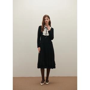 샤틴 프릴배색 니트 롱원피스 (S254B651) S254B651