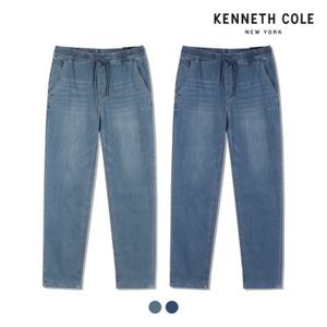 [케네스콜]남) 저온스 도비 데님 워싱 풀밴딩 테이퍼드 치노(FKRMDDI101P)