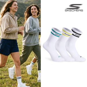 스케쳐스 여성 투링글 컬러배색 크루삭스 3P_BK/LGN/DC